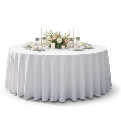 Nappe blanche polyester ronde 330 cm