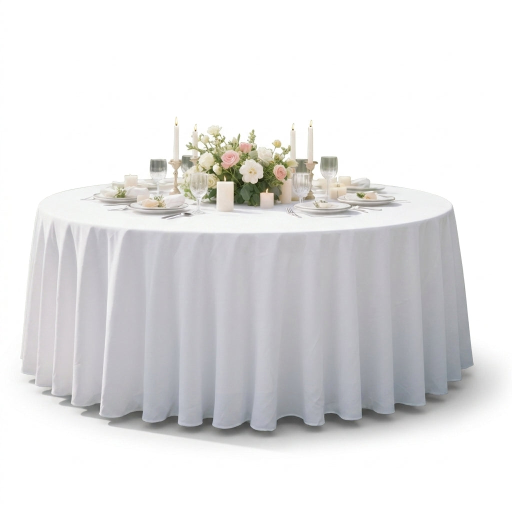 Nappe blanche polyester ronde 330 cm
