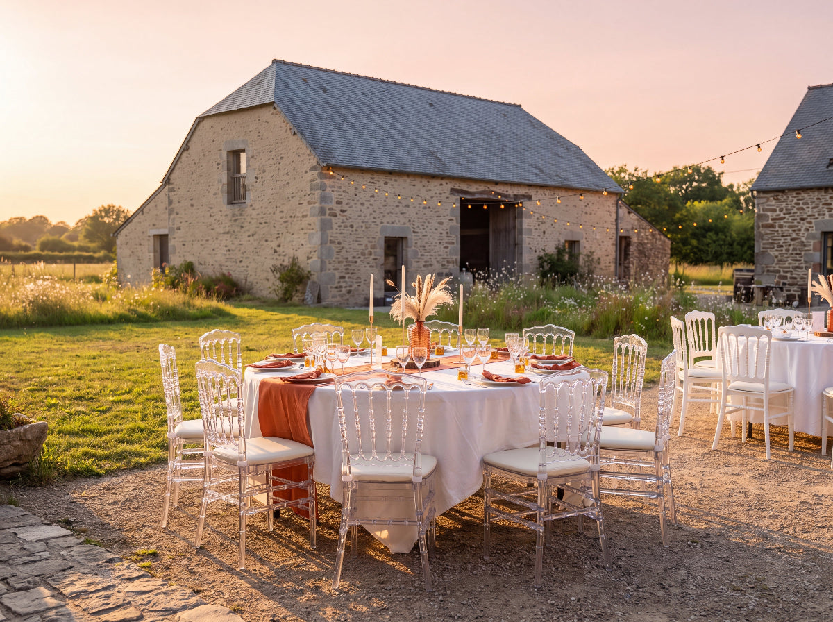 Chemin de table en gaze de coton terracotta