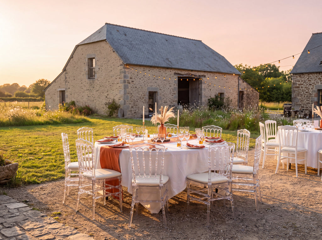 Chemin de table en gaze de coton terracotta