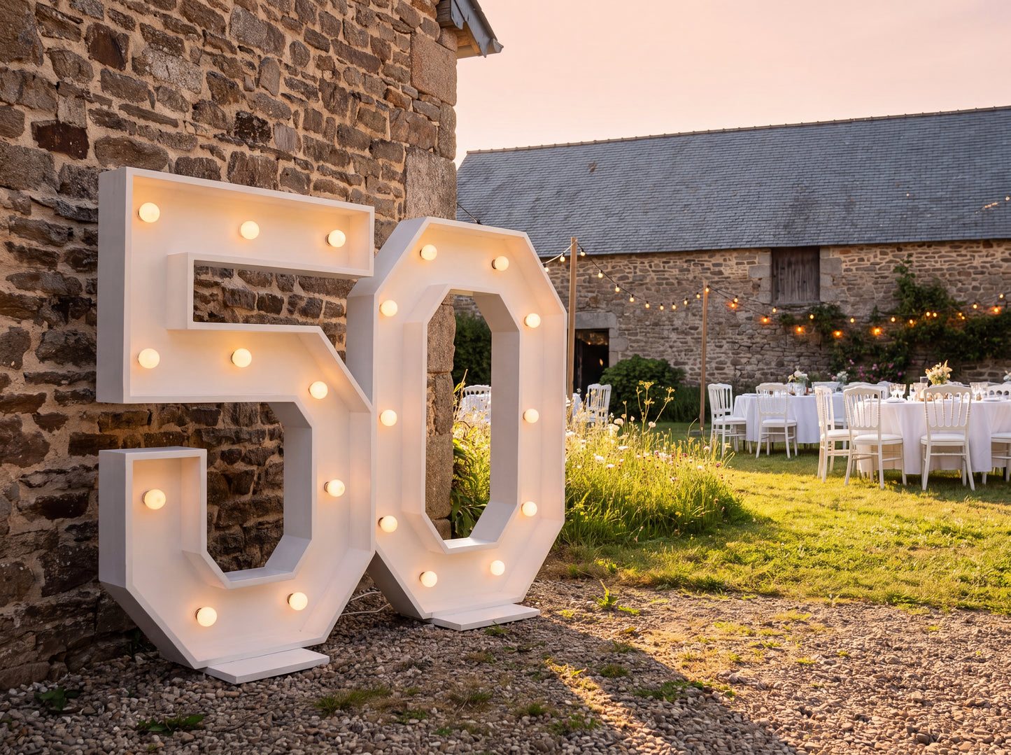 Chiffres 50 géants lumineux